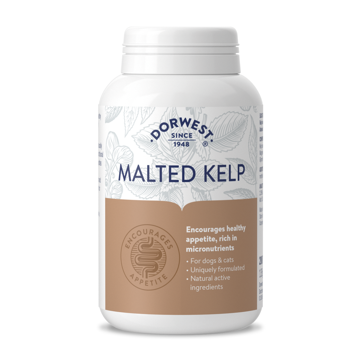 Malted Kelp Appetite Stimulant for Cats Dogs Tablets Dorwest Herbs