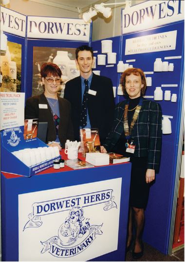 1991; Mary and Roly Boughton with the President of the BSAVA at their congress in Birmingham.