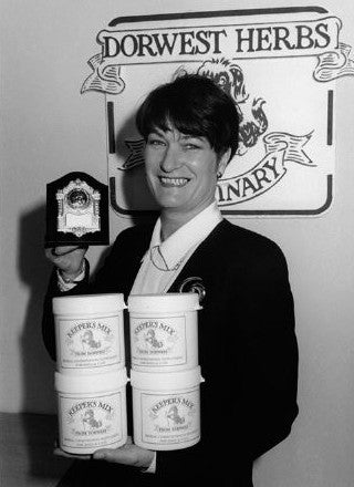 1994; Mary celebrating following the successful launch of Keepers Mix and also winning best trade stand at Crufts!